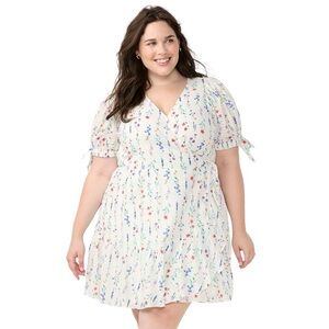 LC Lauren Conrad White Botanical Floral Mini Wrap Dress Size 1X NWT